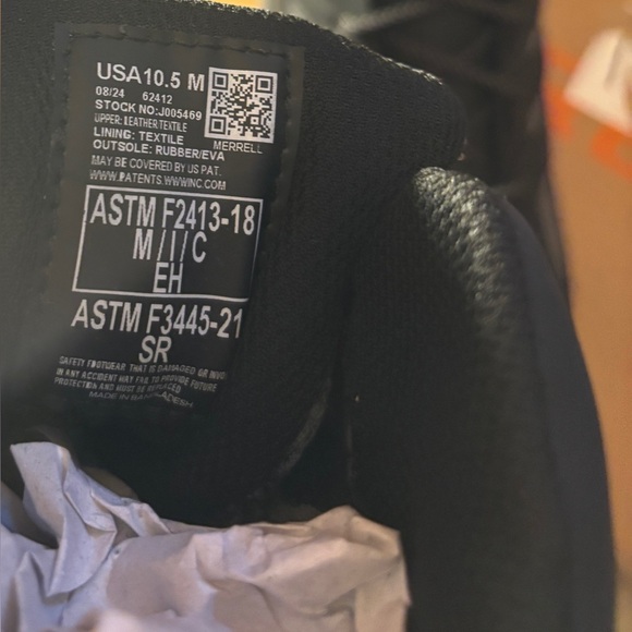 Merrell NWB Men's Moab Vertex 2 Mid WP CF Work Boot 10.5 Granite/Black - Picture 3 of 7